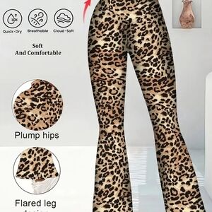 Leopard Print Flared Women's Pants